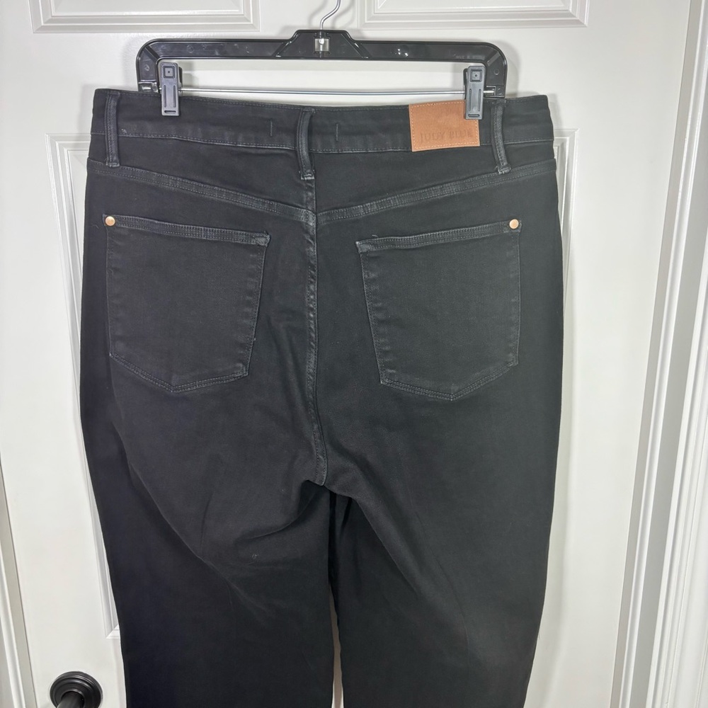 Judy Blue Wide Leg Cropped Raw Hem Jeans Women’s 20W Black Stretch - Picture 6 of 11